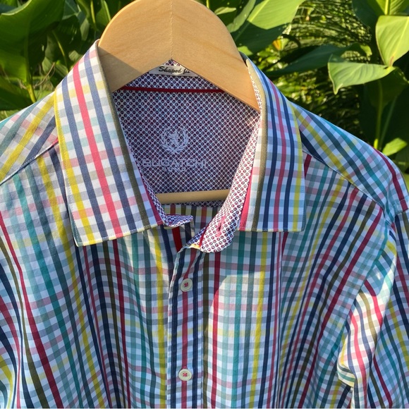 Bugatchi Uomo Shaped Fit Cotton Men’s button down long sleeved shirt - Picture 2 of 9